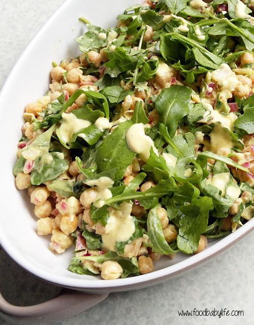 Pan-fried Chickpea Salad with Curried Yoghurt Dressing  www.foodbabylife.com