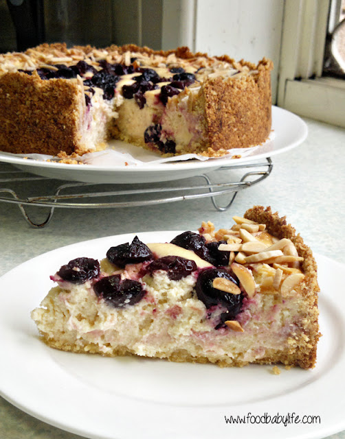 Baked Yoghurt Tart with Cherries and Oatmeal Crust © www.foodbabylife.com