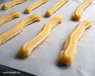 Baked churros piped ready to bake © www.foodbabylife.com